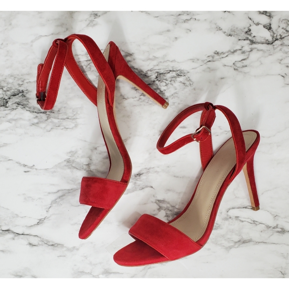 Sandro Nina Red Suede Ankle Buckle Heels. EU39 - Picture 2 of 10